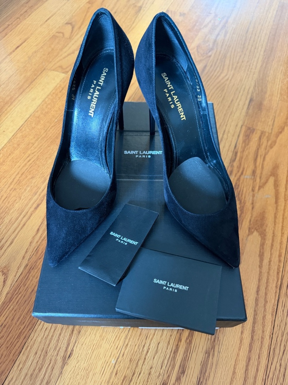 Saint Laurent Zoé Black Suede Pointed Toe Stiletto Pumps